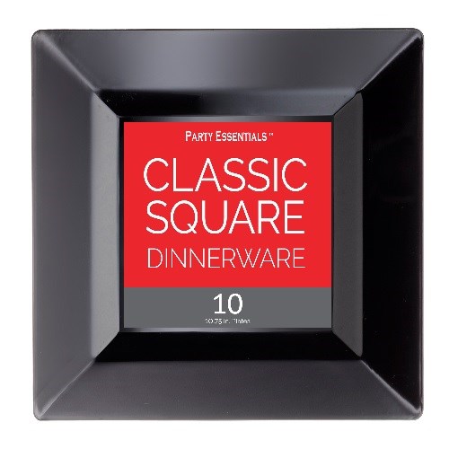Classic Square Plate 10.75in 10ct - Black