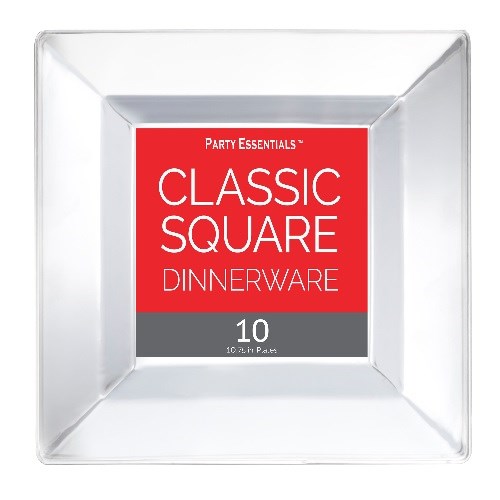 Classic Square Plate 10.75in 10ct - Clear