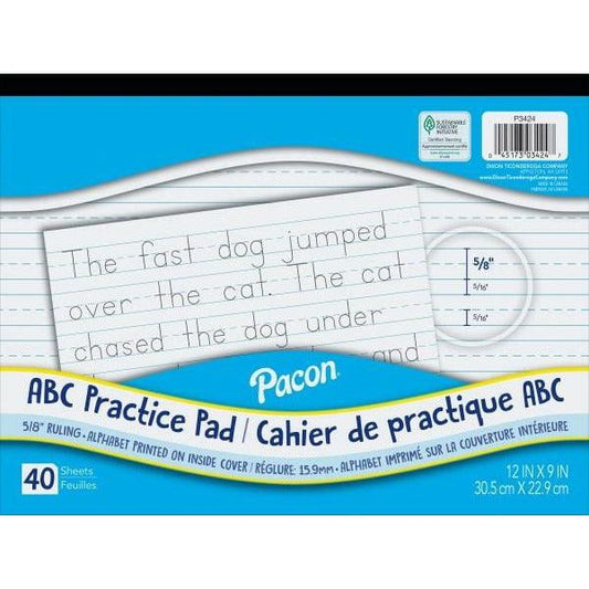 ABC 12in x 9in Writing Practice Tablet Pad 40ct - Toy World Inc