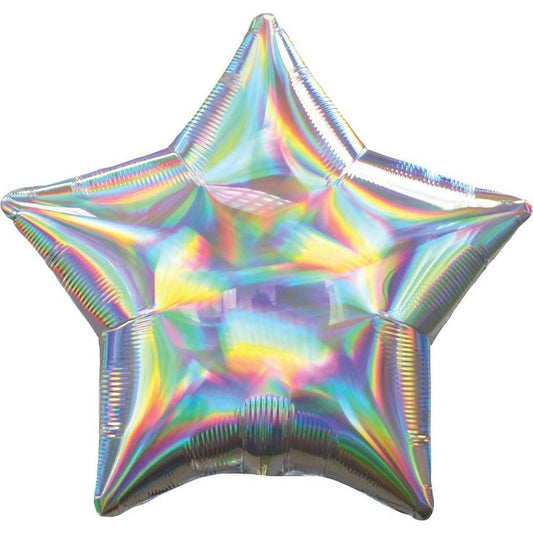 Anagram 19in Iridescent Silver Star Foil Balloon - Toy World Inc