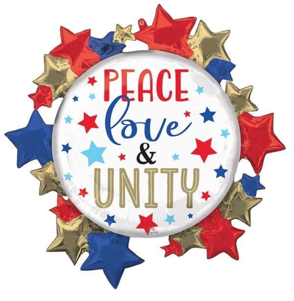 Anagram 4th of July Peace Love Unity Stars 30in Foil Balloon - Toy World Inc