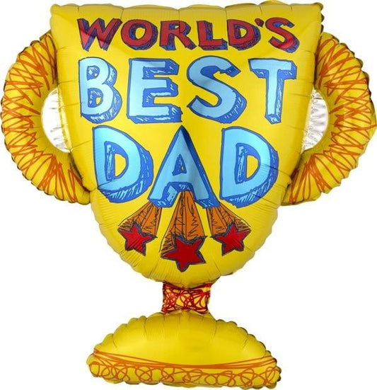 Anagram Best Dad Trophy 27in Foil Balloon FLAT - Toy World Inc