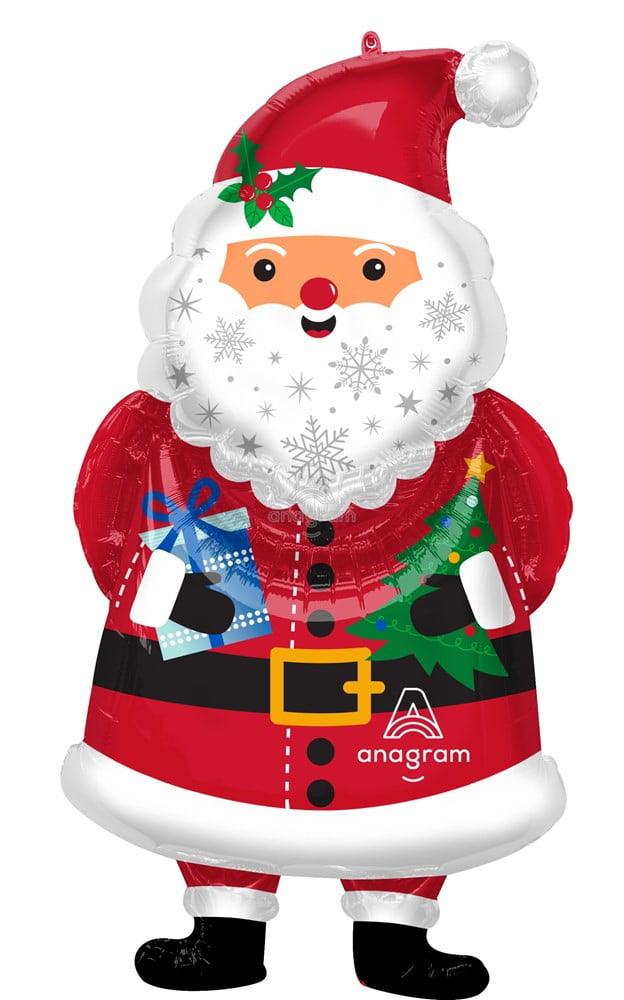 Anagram Christmas Snowy Santa 34in Foil Balloon FLAT - Toy World Inc