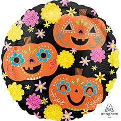 Anagram Day of the Dead Pumpkins 17in Foil Balloon - Toy World Inc