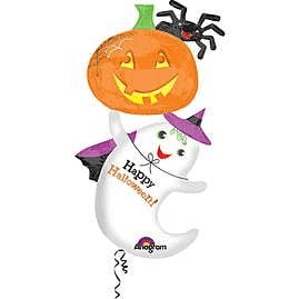 Anagram Ghost and Pumpkin 54in Foil Balloon - Toy World Inc