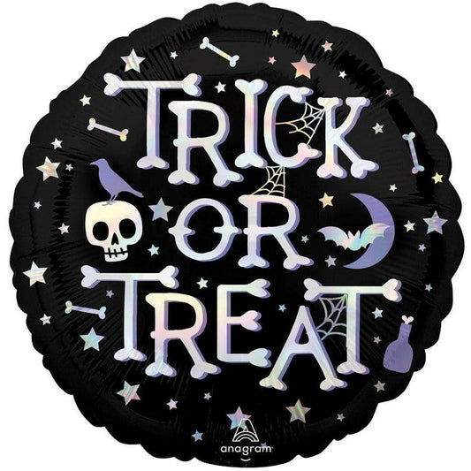 Anagram Iridescent Trick Or Treat 18in Foil Balloon FLAT - Toy World Inc