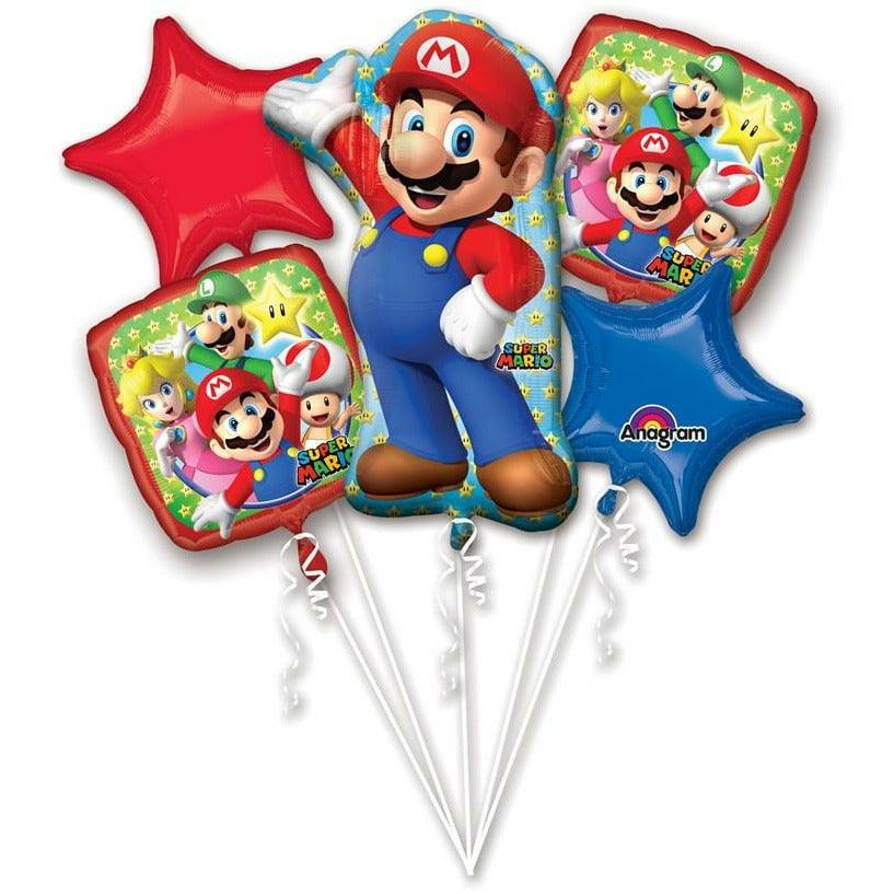 Anagram Mario Brother Balloon Bouquet 5ct - Toy World Inc