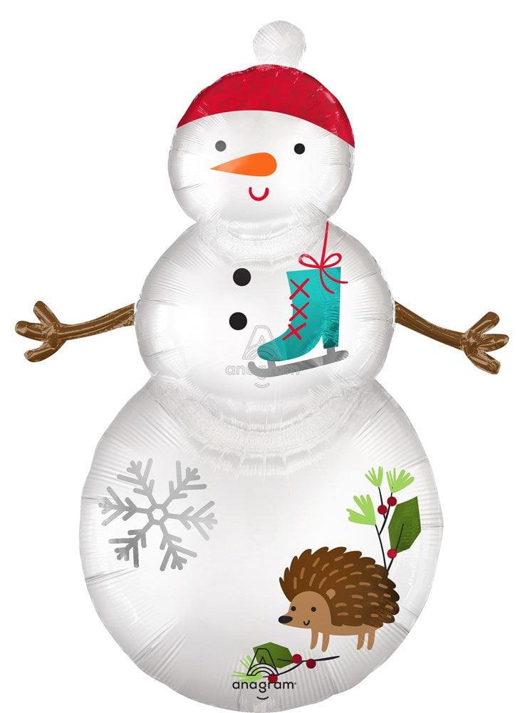 Anagram Satin Woodland Snowman 38in Foil Balloon FLAT - Toy World Inc