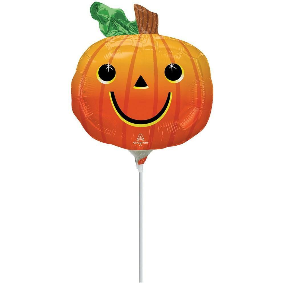 Anagram Smiley Pumpkin 14in Mini Foil Balloon FLAT - Toy World Inc