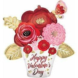 Anagram Valentine's Day Satin Painted Flowers 37in Foil Balloon FLAT - Toy World Inc