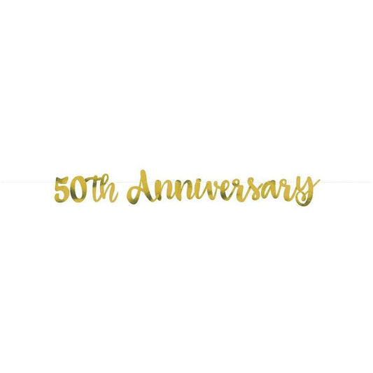 Aniversary Banner Gold Script-50th - Toy World Inc