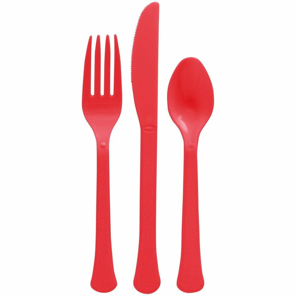 Assorted Heavy Weight Cutlery 200ct Apple Red - Toy World Inc