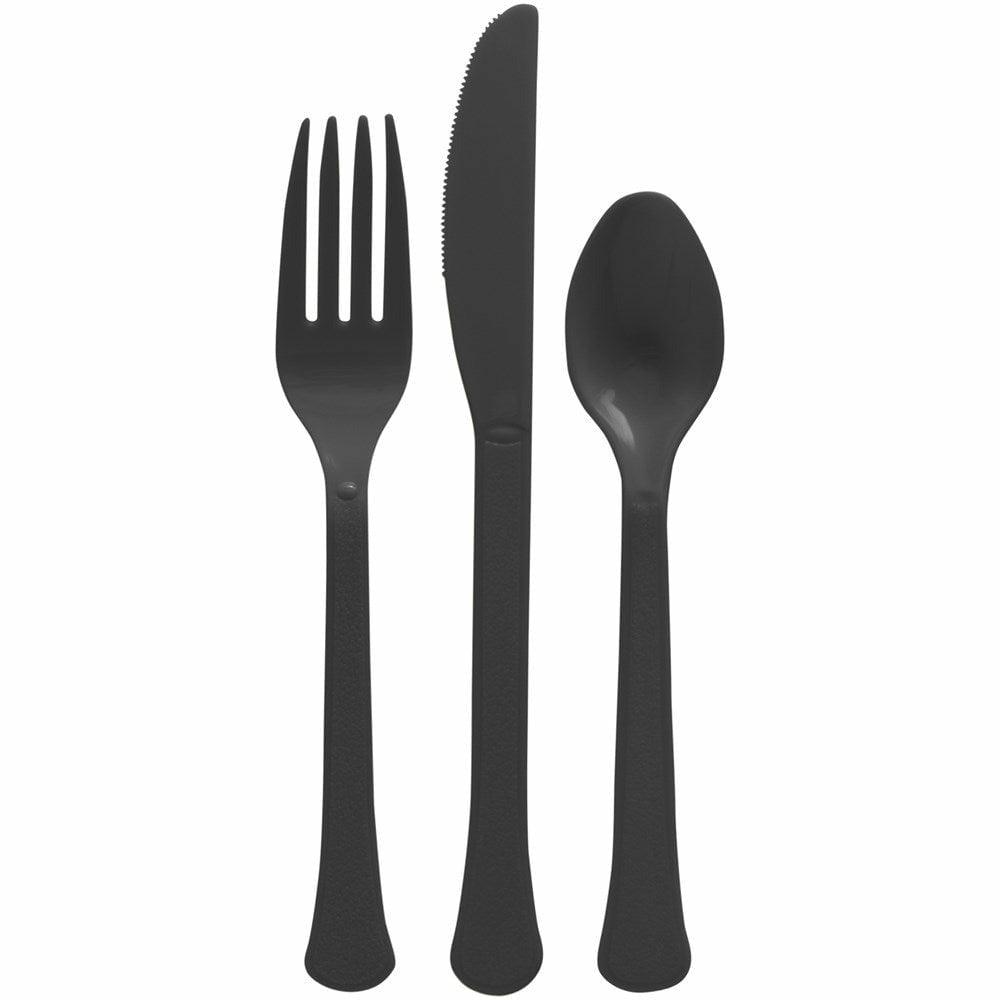 Assorted Heavy Weight Cutlery 200ct Jet Black - Toy World Inc