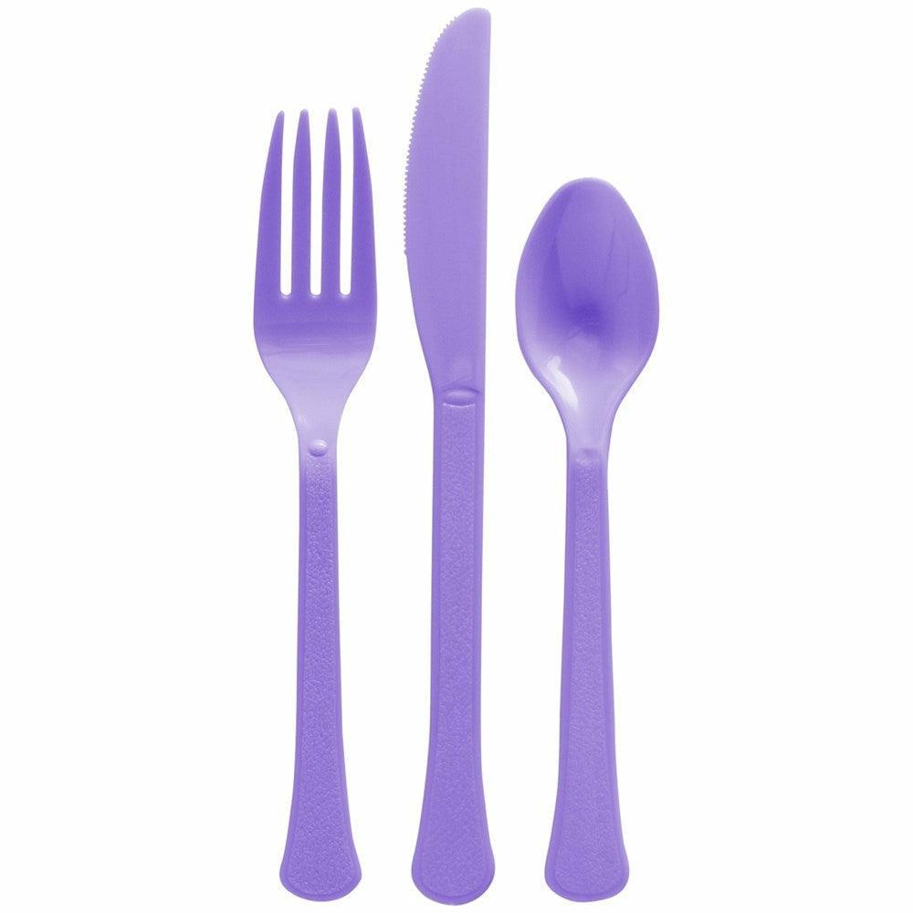Assorted Heavy Weight Cutlery 200ct New Purple - Toy World Inc