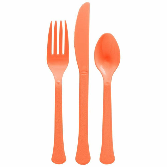 Assorted Heavy Weight Cutlery Orange 80ct - Toy World Inc
