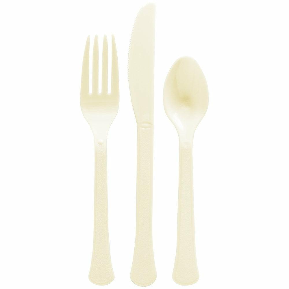 Assorted Heavy Weight Cutlery Vanilla Cream 80ct - Toy World Inc