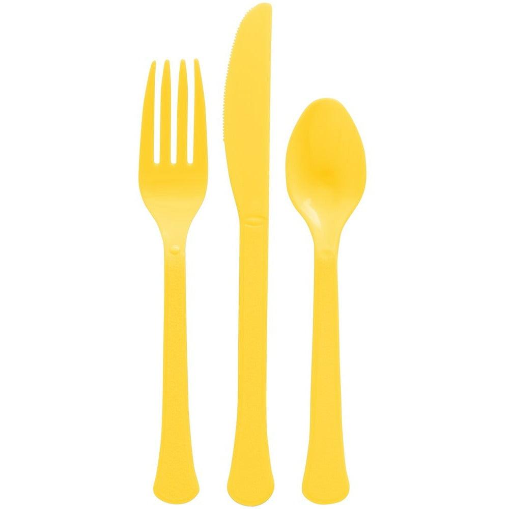 Assorted Heavy Weight Cutlery Yellow 80ct - Toy World Inc