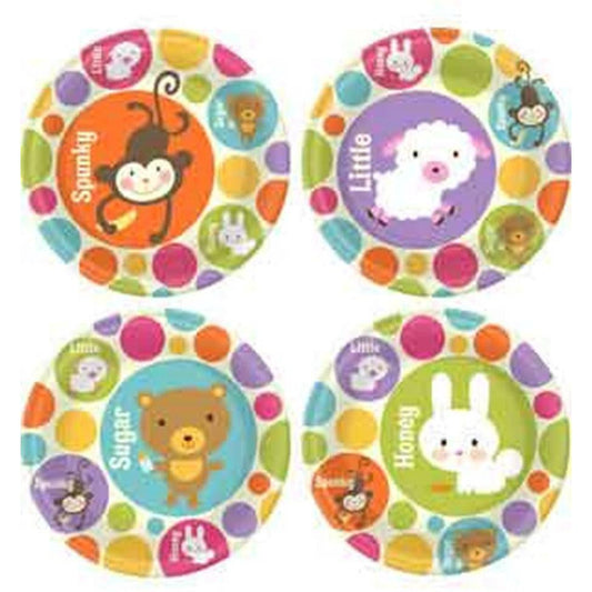 Baby Animal Dots Plate (L) 8ct - Toy World Inc