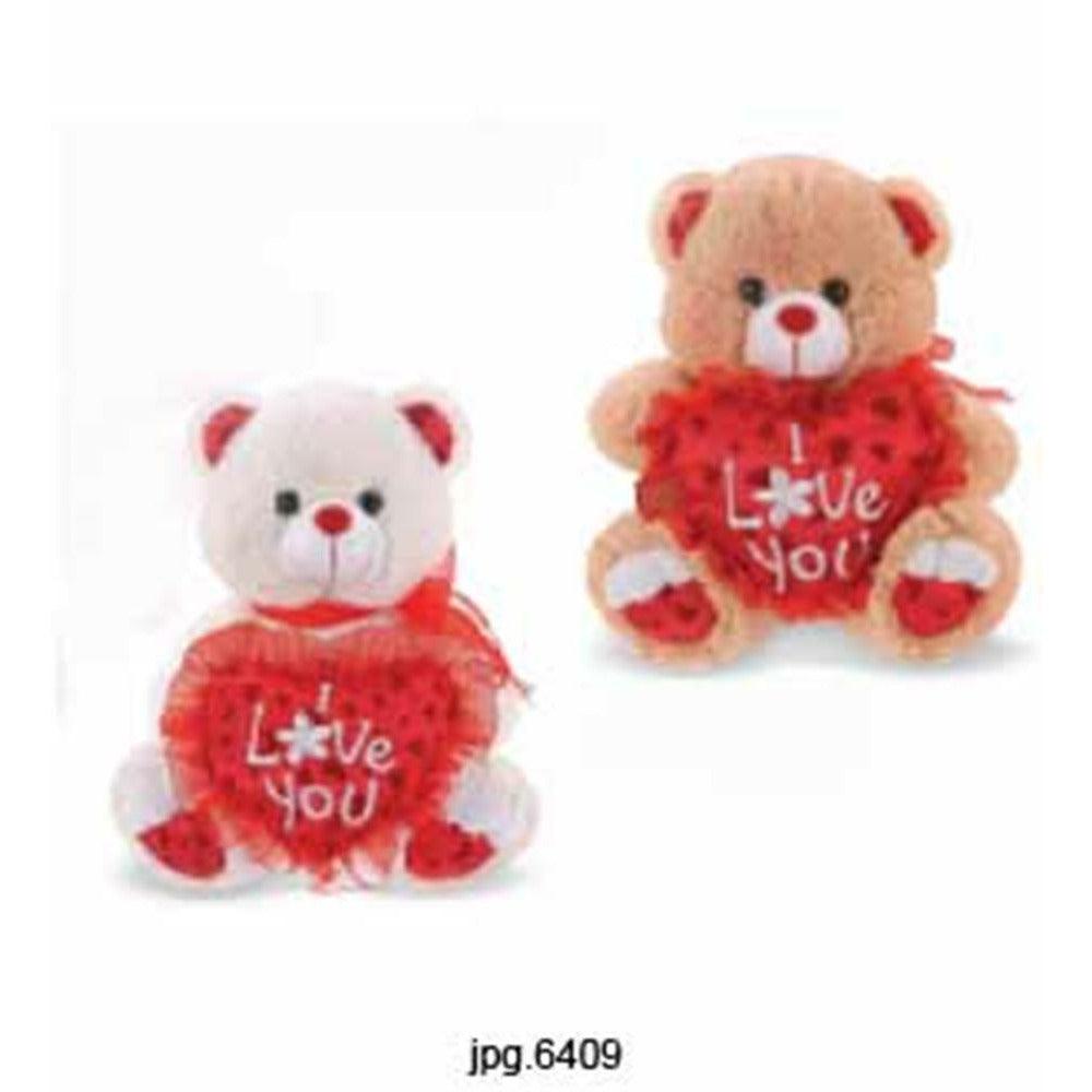 Bear Blooing Love W-Heart L and M 7in - Toy World Inc