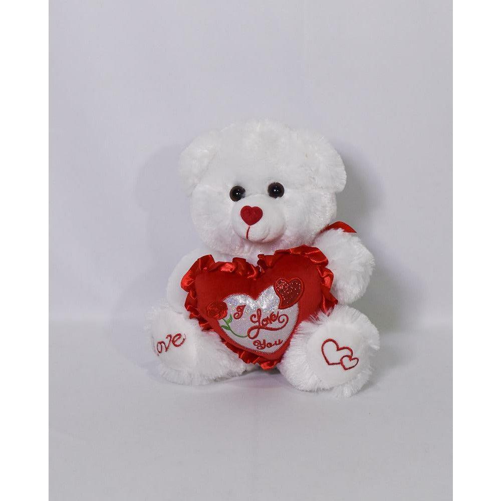 Bear Heart 10in White - Toy World Inc