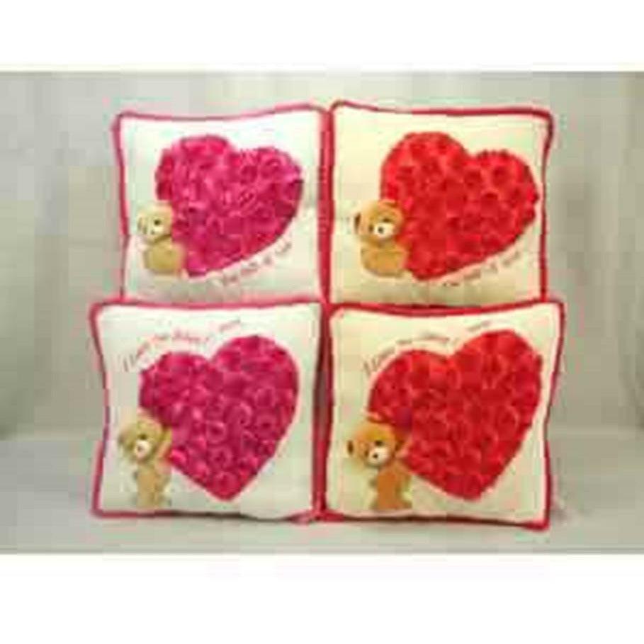 Bear Rose Haert Cushion 16in - Toy World Inc