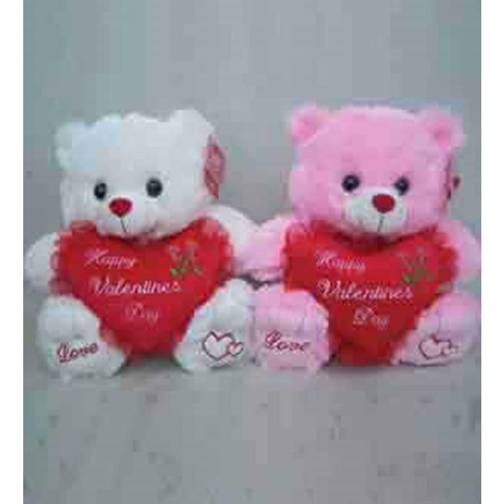 Bear Valentine 13in White - Pink - Toy World Inc