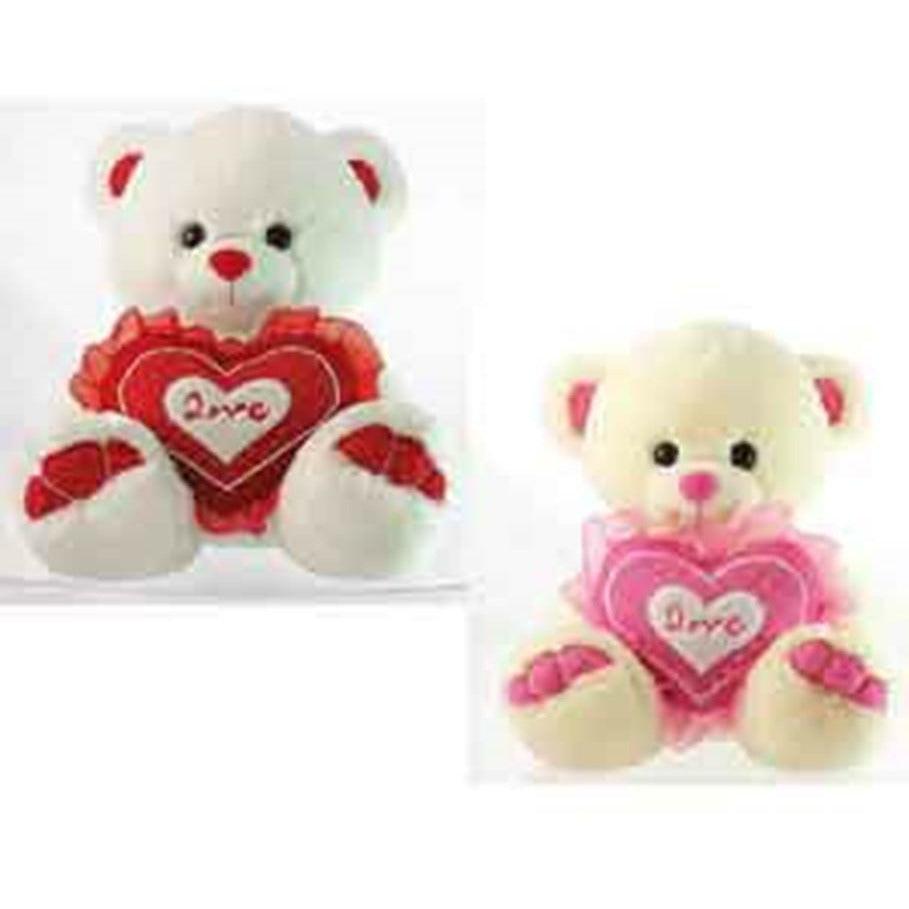 Bear w-Heart 11in 2 asst - Toy World Inc