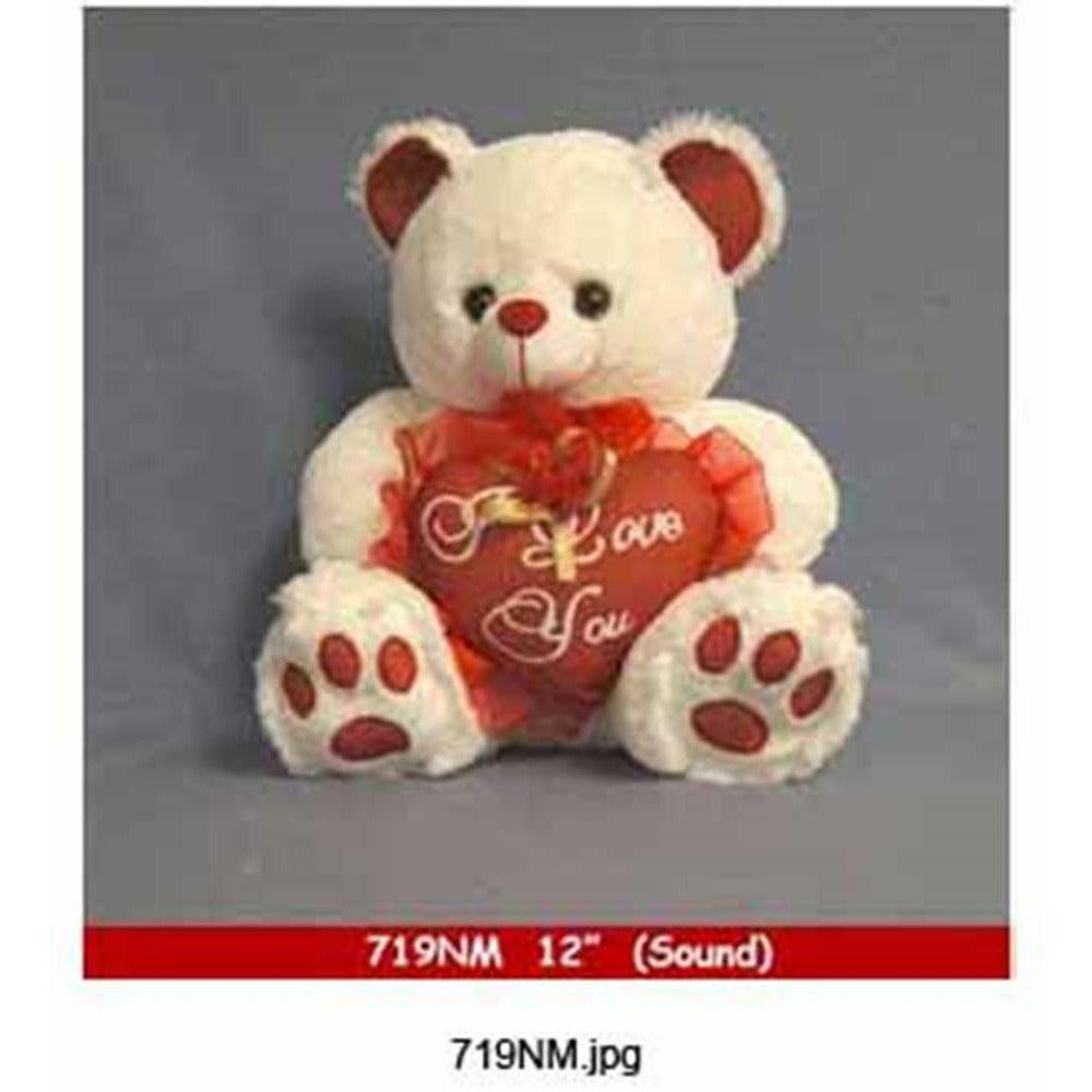 Bear w-Heart and Sound 12in - Toy World Inc