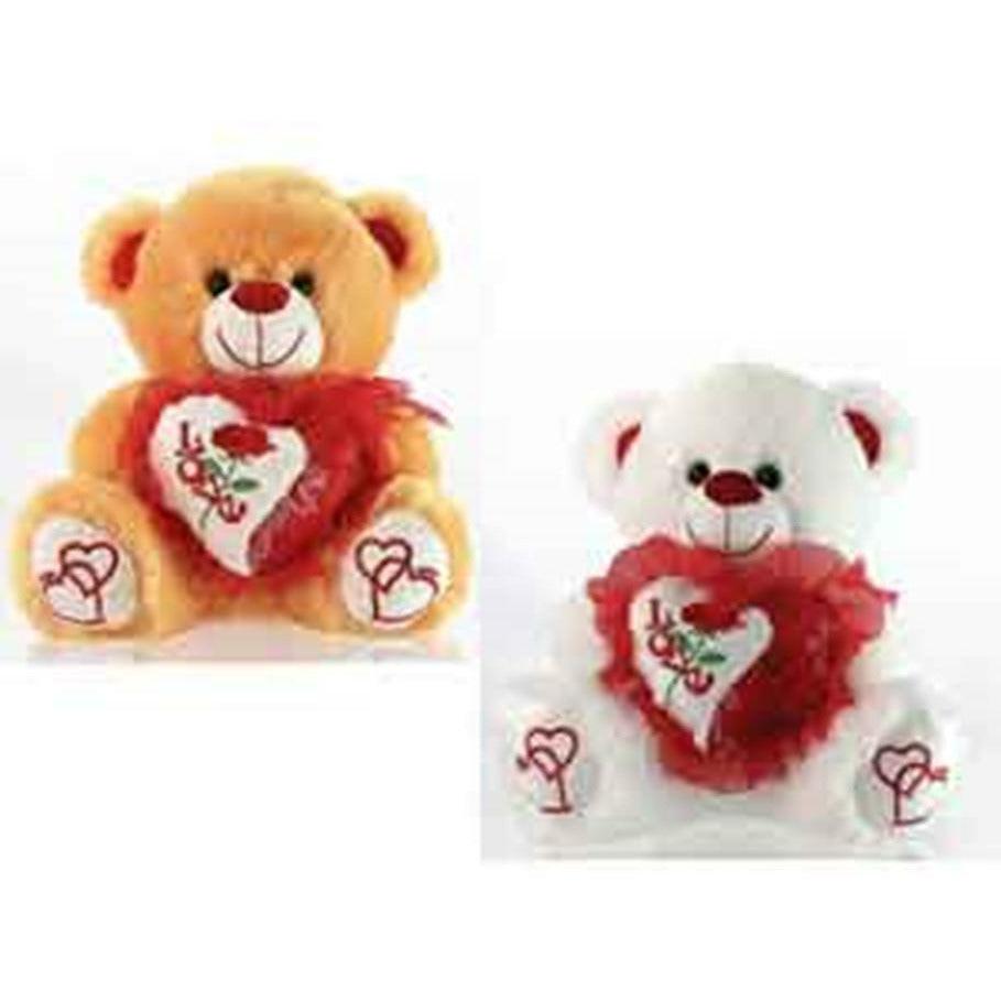 Bear w-Heart (Love and Flower) 7in - Toy World Inc