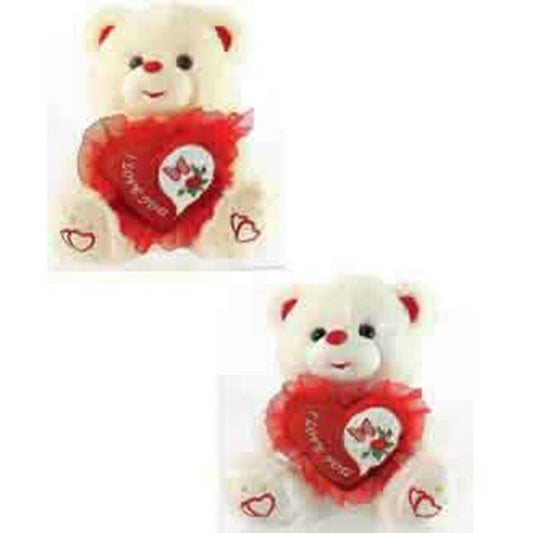 Bear with Heart 10in -2 asst - Toy World Inc