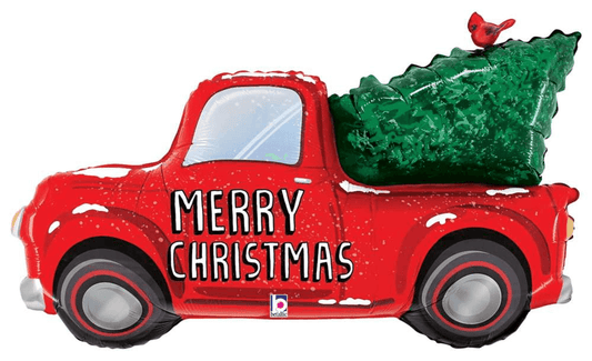 Betallic Christmas Red Truck 47in Foil Balloon FLAT - Toy World Inc