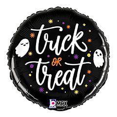 Betallic Halloween Trick or Treat Ghost 18in Foil Balloon FLAT - Toy World Inc
