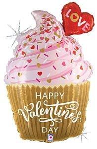 Betallic Valentine's Day Golden Cupcake 31in Holographic Foil Balloon FLAT - Toy World Inc