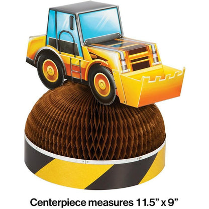 Big Dig Construction Centerpiece 3D Truck  Honeycomb Shaped Dirt Pile 1Ct - Toy World Inc