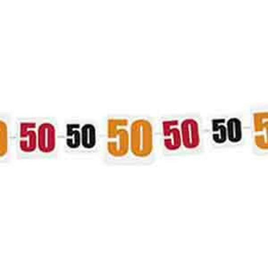 Birthday Cheer 50th Paper Garland 9ft - Toy World Inc