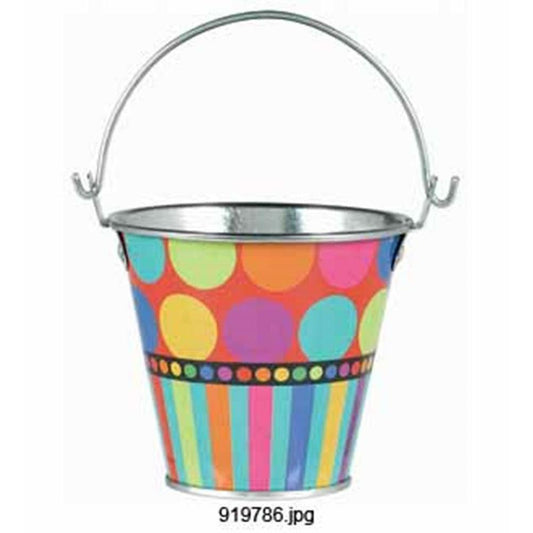 Birthday Dots and Stripes Metal Pail 4 I - Toy World Inc