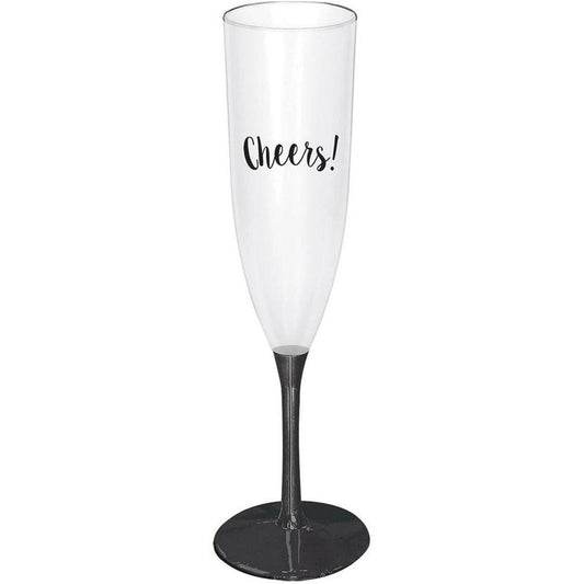 Black Champagne Glasses Cheers 8ct. - Toy World Inc