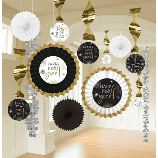 Black Silver Gold New Years Paper and Foil Decorating Kit - Toy World Inc