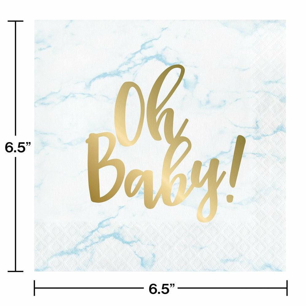 Blue Marble Luncheon Napkin Foil Oh Baby 16Ct - Toy World Inc