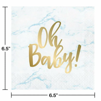 Blue Marble Luncheon Napkin Foil Oh Baby 16Ct - Toy World Inc