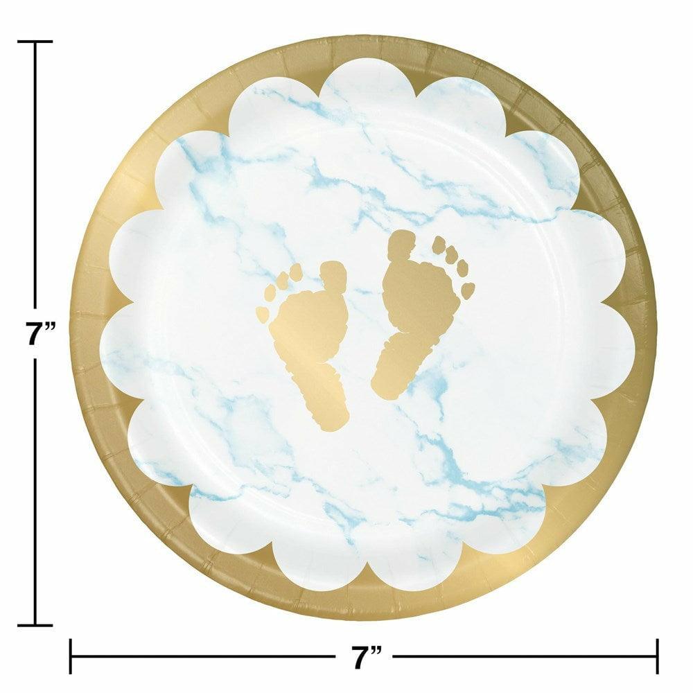 Blue Marble Luncheon Plate Foil Footprints 8Ct - Toy World Inc