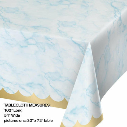 Blue Marble Paper Tablecover 54in X 102in 1Ct - Toy World Inc