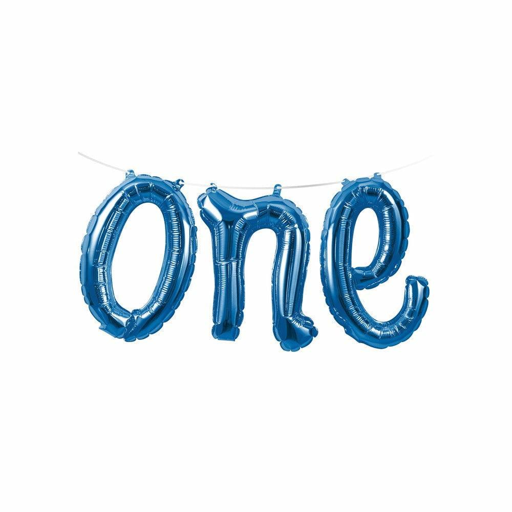 Blue One First Birthday Balloon Banner  1Ct - Toy World Inc