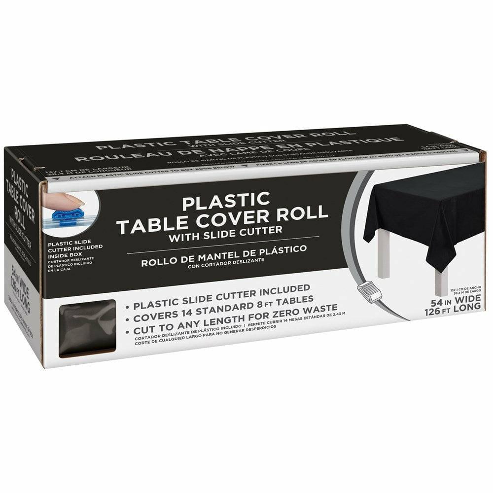 Boxed Plastic Tablecover Roll Black - Toy World Inc