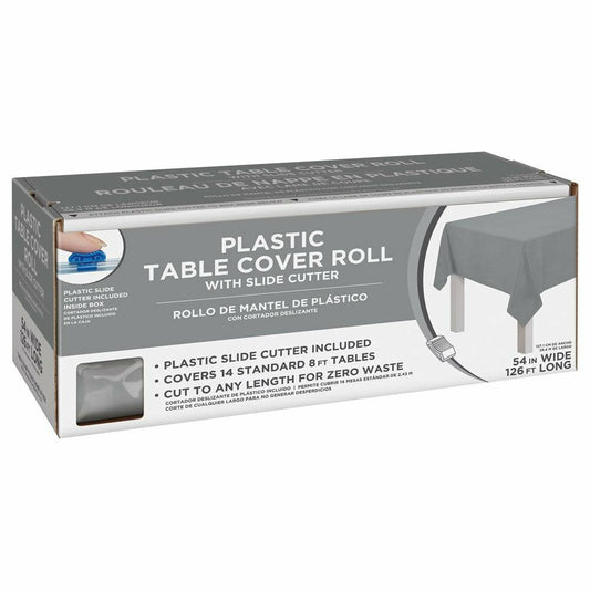 Boxed Plastic Tablecover Roll Silver - Toy World Inc