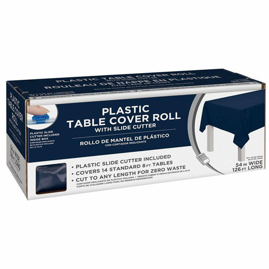 Boxed Plastic Tablecover Roll True Navy - Toy World Inc