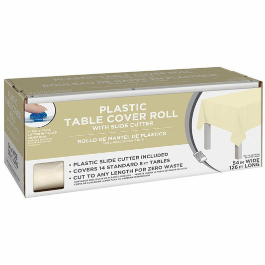 Boxed Plastic Tablecover Roll Vanilla Cream - Toy World Inc