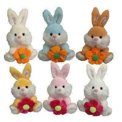 Bunny with Flower 7in asst - Toy World Inc