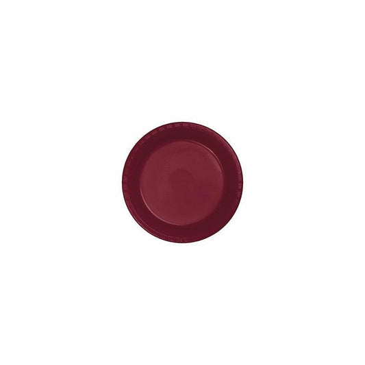 Burgundy 10in Plastic Plate 20ct - Toy World Inc