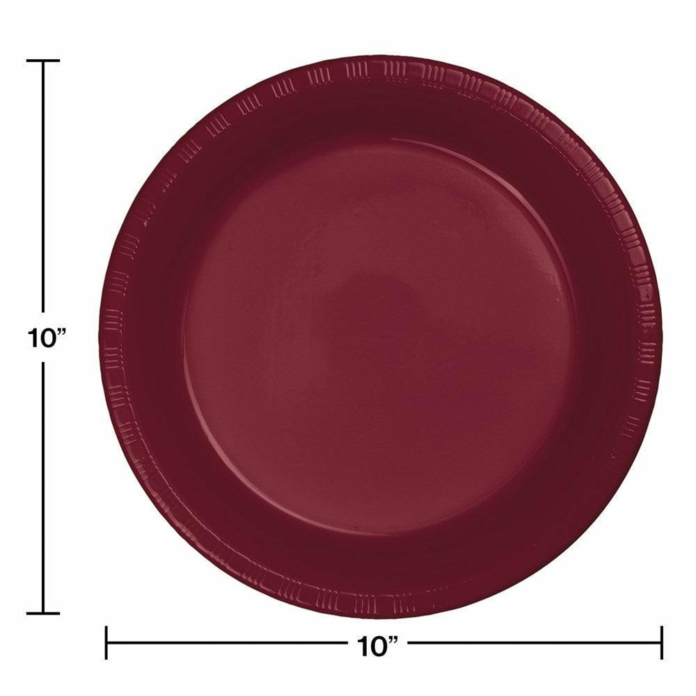 Burgundy 10in Plastic Plate 20ct - Toy World Inc